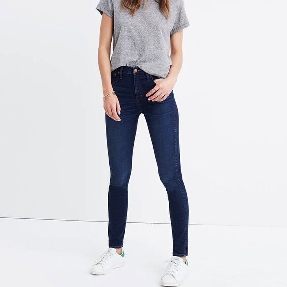 Madewell 10"‎ High Riser Skinny Skinny Jeans F4684 Dark Wash Stretch Women 25 - Picture 1 of 15
